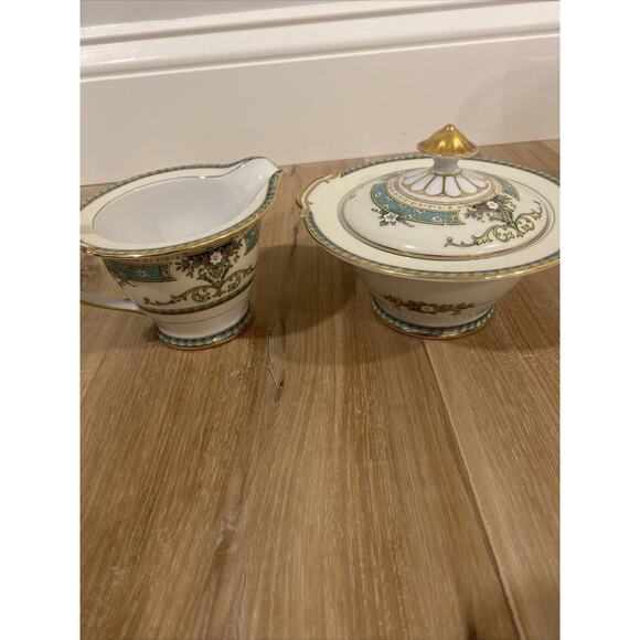 Noritake Beauvais Sugar Bowl & Creamer Fine China Gold Rim Made In Japan - Picture 1 of 9